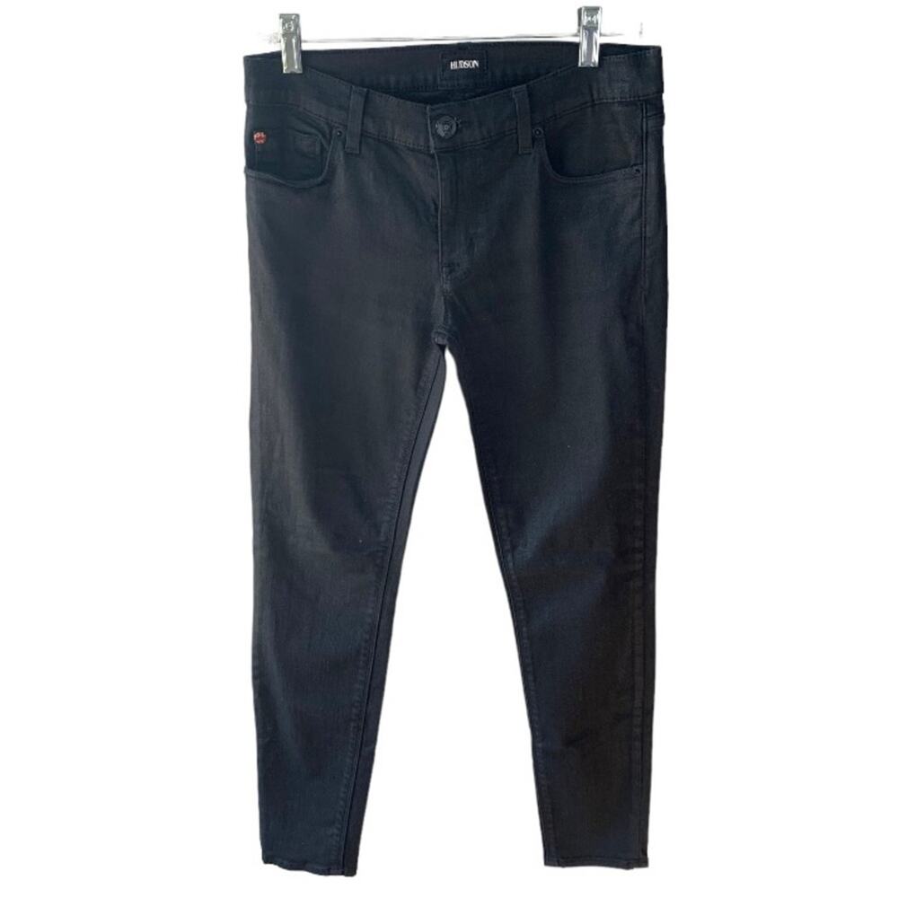 Hudson Krista Ankle Super Skinny Jeans Womens 27 Black Coated Waxed Denim Skater
